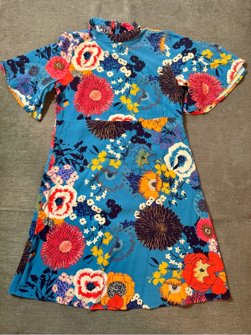Uncle Frank Blue Floral Mini Dress {y4}